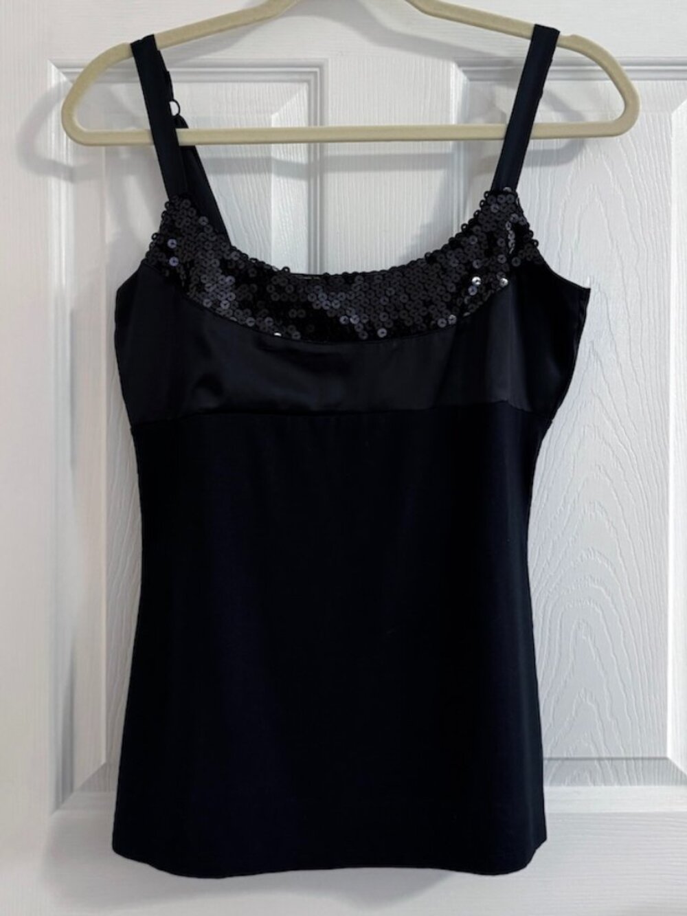 The Limited Black Sequin Trim Cami Tank Top Satin Detail Size Small